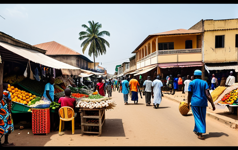 **

"A bustling marketplace in Lomé, Togo. Vendors are selling colorful textiles, fresh produce, and handicrafts. People are dressed in modest, West African attire. In the background, modern buildings blend with traditional architecture. The image emphasizes a vibrant, family-friendly atmosphere showcasing local commerce and appropriate content, fully clothed, safe for work, professional photography, perfect anatomy, natural proportions."

**